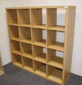 1 x Cube Shelving Unit Finished in Oak - Dimensions: 150 x 40 x 150 cms