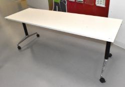 1 x Folding Office Table Featuring Chrome Cantilever Legs with Castor Wheels