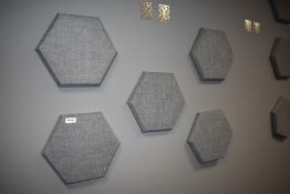 8 x Sound Absorbing Wall Panels in Grey Fabric - Size: Approx 40 x 40 cms