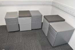 5 x Grey Metal Office Pedestal Cabinets
