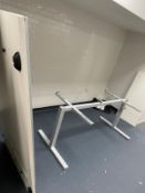 1 x Office Desk Featuring a Grey Cantilever Frame and White Top - Comes in Two Parts as Pictured -