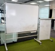 2 x Large Freestanding Whiteboard on Castors