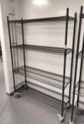 1 x Commercial Kitrchen Wire Shelving Unit on Castors - Coated in a Dark Grey Hygenic Finish