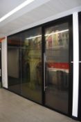 1 x Single Glazed Office Partition Featuring Sandringham Window Graphics - Dimensions: H273 x 348 cm