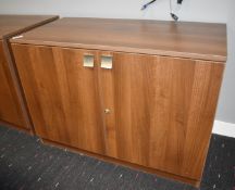 2 x Walnut Office Storage Cabinets - Dimensions: H72 x W100 x D50 cms