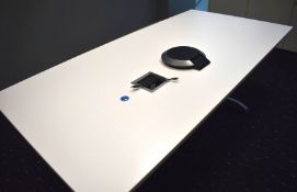 1 x Large Meeting Table Featuring Cantilever Legs, Electron Cable Tidy with Power Sockets and a Fitt