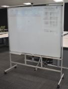 1 x Large Freestanding Rotating Whiteboard on Castors