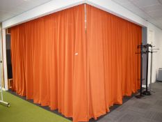 2 x Orange Fabric Curtains - Size of Each Curtain: H265 x W370 cms