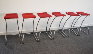 6 x Orangebox Spring O2 Bar Stools with Red Seats