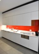1 x Modern Fitted Kitchen Featuring Solid Wooden Cabinets and Corian Style Worktops