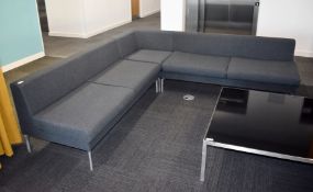 1 x Boss Design Modular Corner Sofa Featuring a Grey Upholstery and Silver Legs -