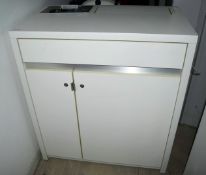 1 x Two Door Office Media Cabinet Manufactured by AV - Features Pop Up Monitor Holder with Screen