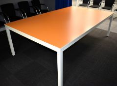 1 x Techo Contemporary Boardroom Meeting Table Finished in Orange with a White Metal Frame