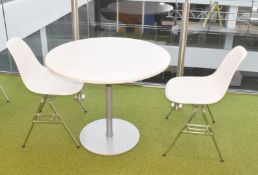 3 x Canteen Table and Chair Sets - Includes 3 x Round 90 cm Tables and 6 x Vitra Chairs