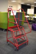1 x Red Step Ladder with Handrail
