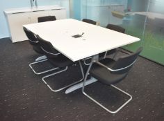 1 x Techo Boardroom Meeting Table Featuring a Power Sockets and Cantilever Legs - Includes 6 x Chair