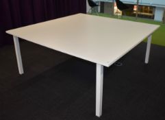 1 x Large Boardroom Meeting Table Featuring a White Finish and Metal Frame200 x W200 cms