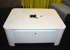 1 x White Gloss Coffee Table with Drawers and Power Cubby with Plug Sockets 51 x W120