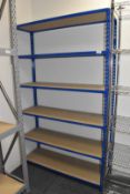 1 x Boltless Storage Rack in Blue - Includes Wooden Shelves H200 x W245 x D48 cms