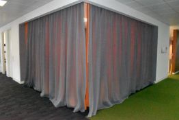 2 X Orange / Grey Curtains