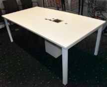 1 x Board Room Office Meeting Table Featuring an Exeron Cubby with Power Sockets and Under Cabinet