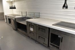 1 x Commercial Kitchen Counter Featuring Two Heated Cabinets, 152 x 66 cms Drop In Ceramic Hot
