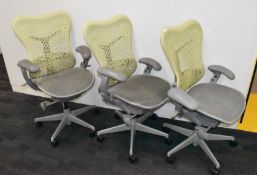 3 x Herman Miller 'Mirra' Office Swivel Chairs - Ergonomical Gas Lift Swivel Chairs