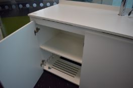 1 x Two Door Office Media Cabinet Manufactured by AV - Features a Removable Back Panel, Castor Wheel
