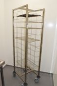 1 x Stainless Steel 12 Tier Tray Holding Stand on Castors H157 x W42 x D51 cms
