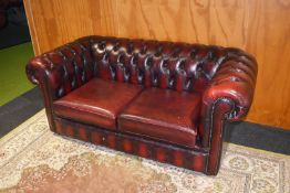 1 x Chesterfield Sofa Upholstered in Oxblood Red Leather
