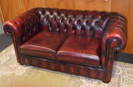 1 x Chesterfield Sofa Upholstered in Oxblood Red Leather
