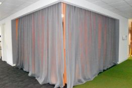 2 x Orange and Grey Curtains