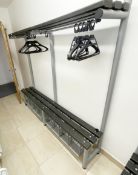 1 x Changing Room Seating Benches with Shoe Holders and Overhead Coat Rails/Shelf