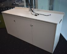 1 x Two Door Office Media Cabinet Manufactured by AV - Features a Removable Back Panel, Castor Wheel