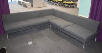 1 x Boss Design Modular Corner Sofa Featuring a Grey Upholstery and Silver Legs