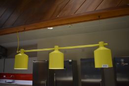 1 x Suspended Triple Light Fitting Finished in Yellow
