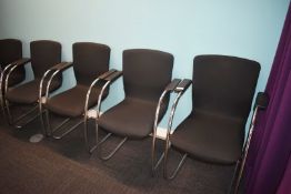 6 x Orangebox GO-CA Stackable Cantilever Office Meeting Chairs Featuring Hardwearing Black Fabric