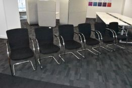 6 x Orangebox Stackable Cantilever Office Meeting Chairs Featuring Hardwearing Black Fabric,