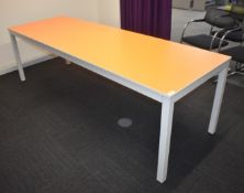 1 x Techo Contemporary Boardroom Meeting Table Finished in Orange with a White Metal Frame