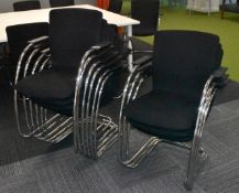 9 x Orangebox Office Meeting Chairs Finished in Black and Chrome, with Plastic Armrests