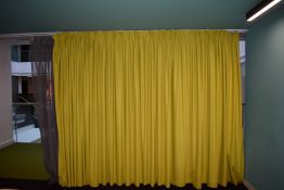2 x Grey and Yellow Curtains