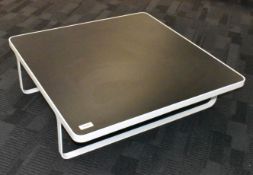 1 x White Metal Coffee Table with Black Insert 26 x W85 x D85 cms