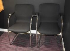 2 x Orangebox GO-CA Stackable Cantilever Office Meeting Chairs Featuring Hardwearing Black Fabric