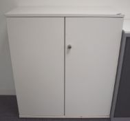 1 x Grey Office Storage Cabinet with Black Metal Shelves