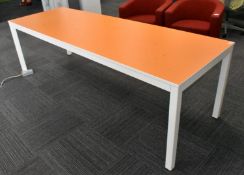 1 x Techo Contemporary Boardroom Meeting Table Finished in Orange with a White Metal Frame