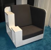 1 x OpenBook Armchair by British Design Studio 'Tilt' - Armchair with Integred Bookshelves & Pillow