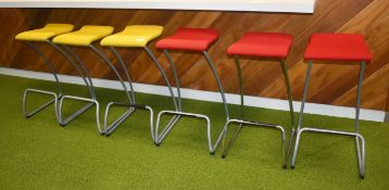 6 x Orangebox Spring O2 Bar Stools with Red and Yellow Seats