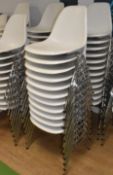 20 x Vitra Eames Stackable Interlocking Plastic Meeting Chairs with White Seats and Chrome Legs