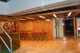 1 x Wooden Bar Canopy Featuring Ramp Access, Large Folding Doors, Slatted Roof, Glass Panel, Bar