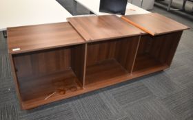 1 x Walnut Sideboard with Coloured Sliding Doors190 x H71 x D50 cms
